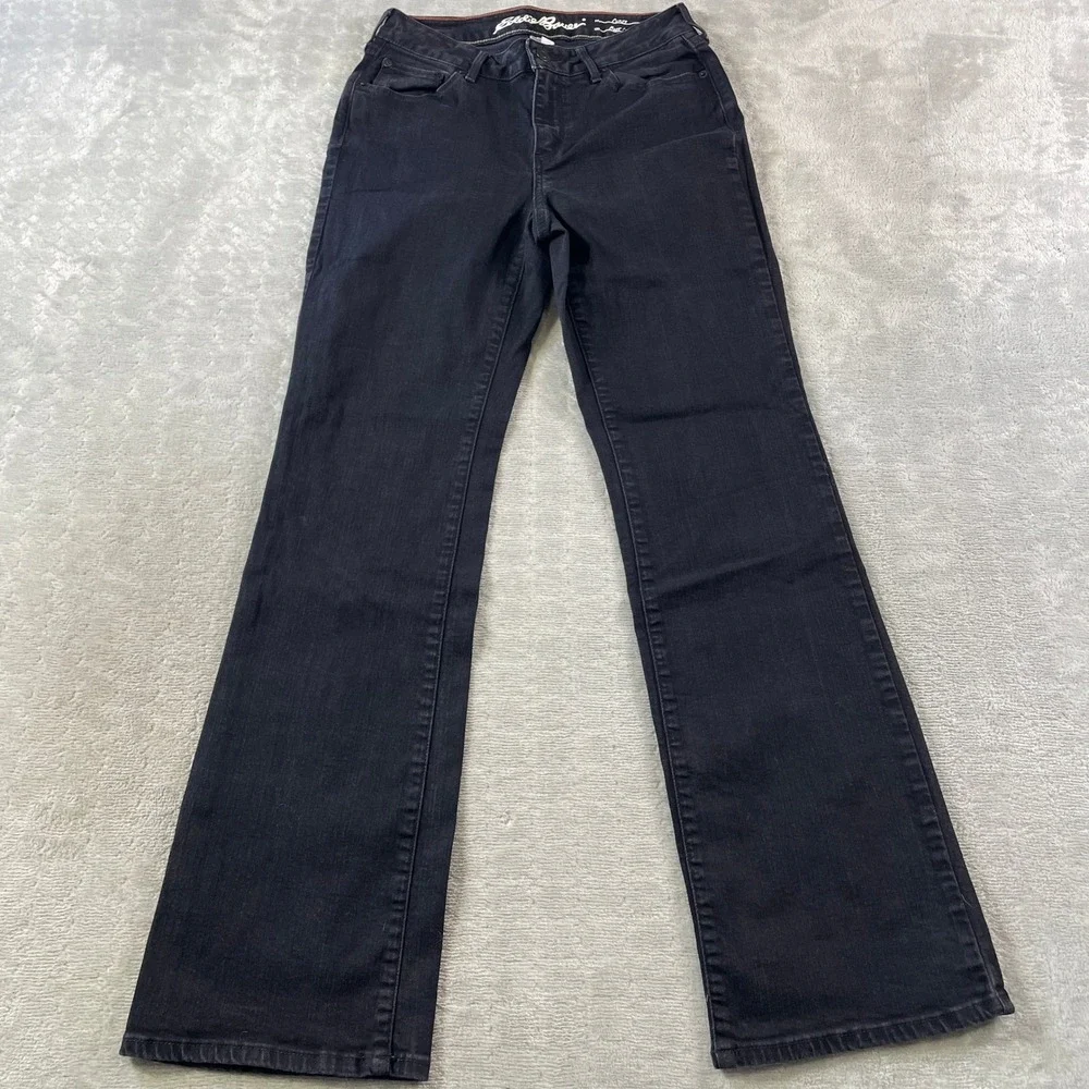 Eddie Bauer Jeans Curvy Womens 8‎ Black Boot Cut Stretch Denim Mid Rise Outdoor